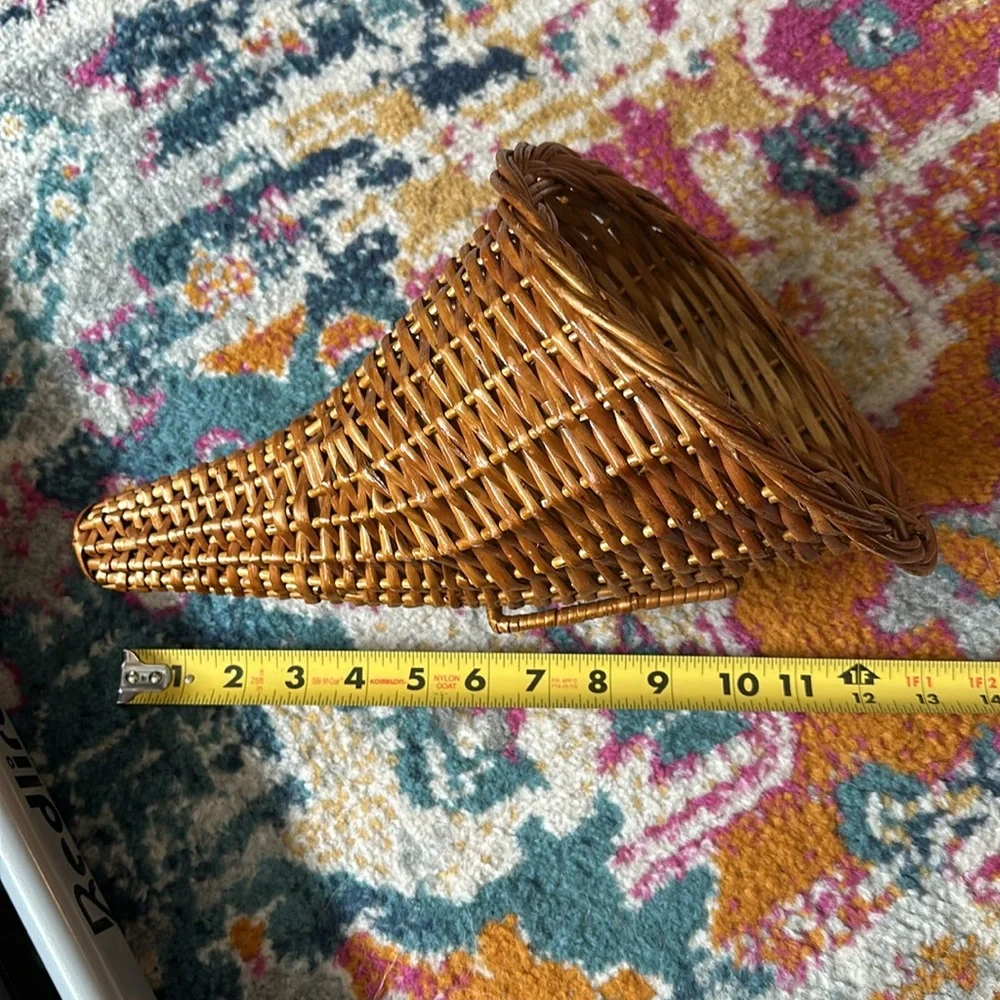 Vintage wicker cornucopia basket of plenty fall home decor